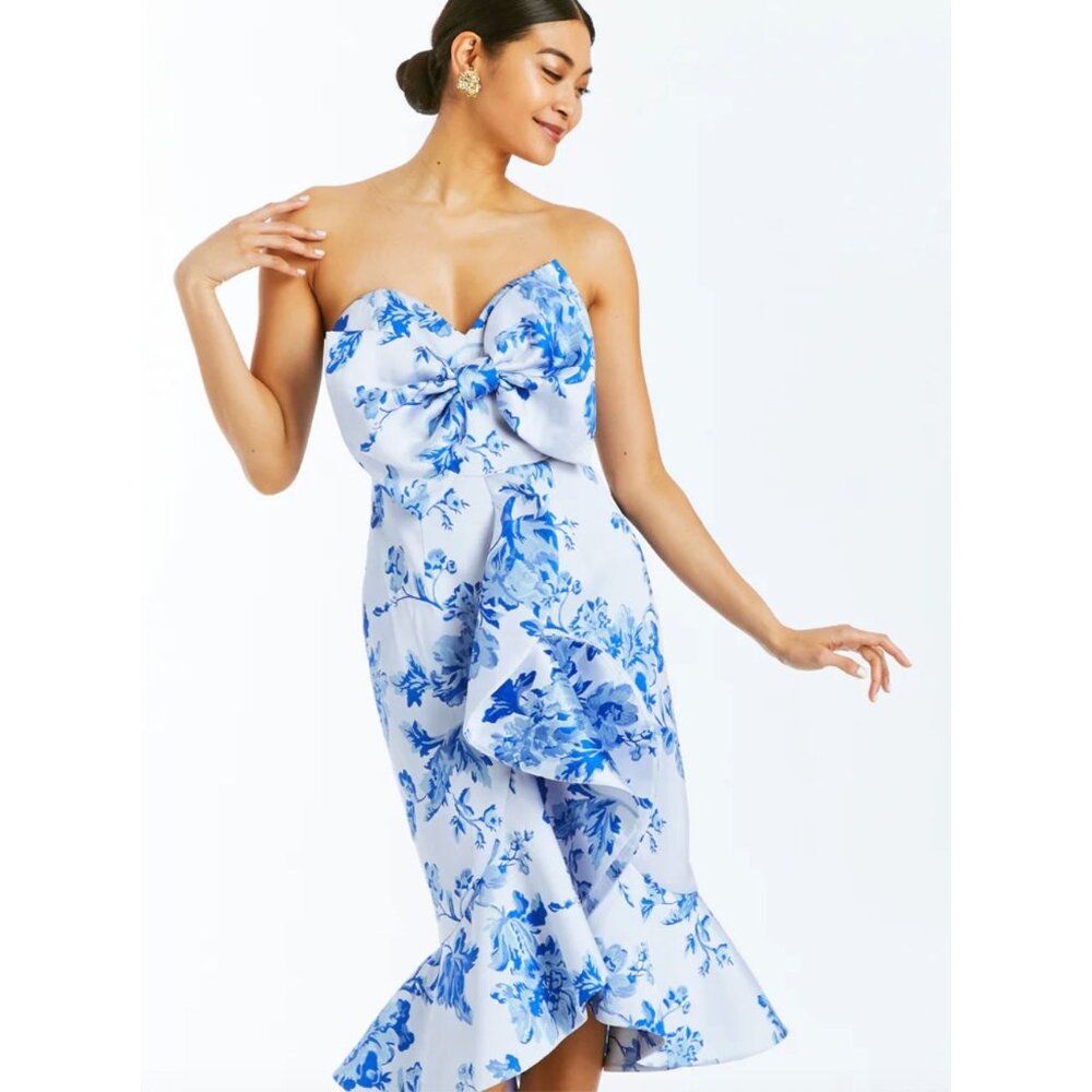 Mestiza New York $495 Stephanie Floral Bow Midi-Dress Size 2 - Picture 3 of 9